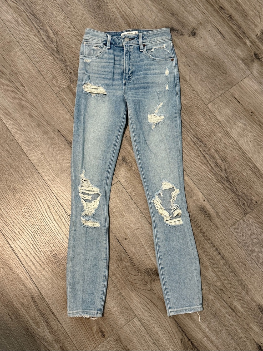 Abercrombie & Fitch Light Wash Distressed Skinny Jeans